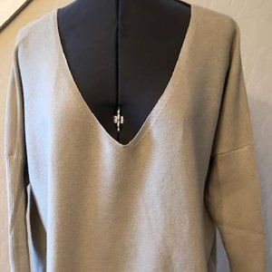 Eileen Fisher Oversize Sweater - Cotton - Beige - Drop Shoulder, 3/4 Sleeve - XS